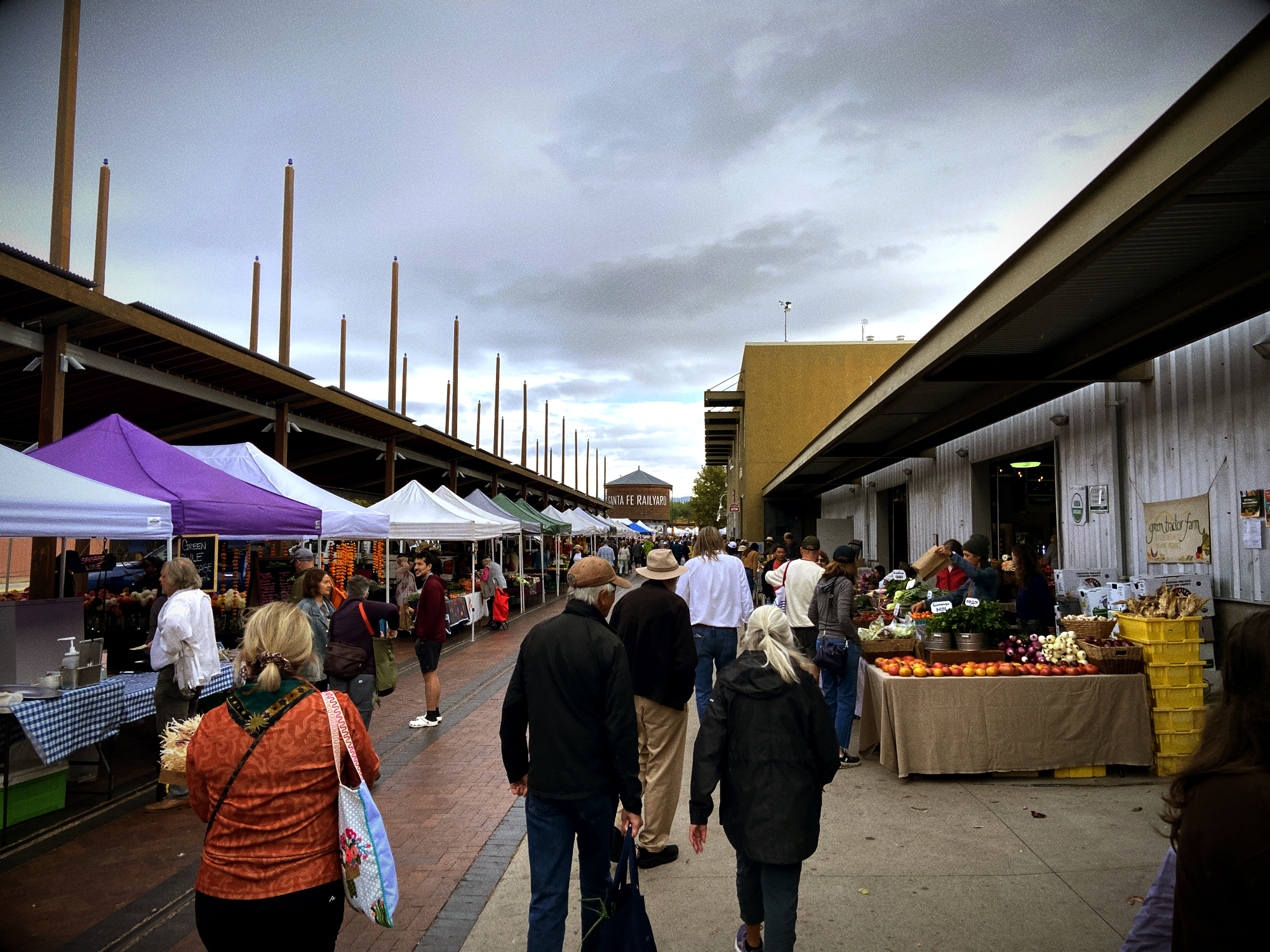 view of an open air farmers market alley